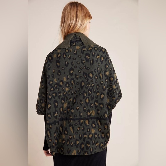 Anthropologie Akemi + Kin Terra Leopard Cardigan Green Black - Picture 3 of 10
